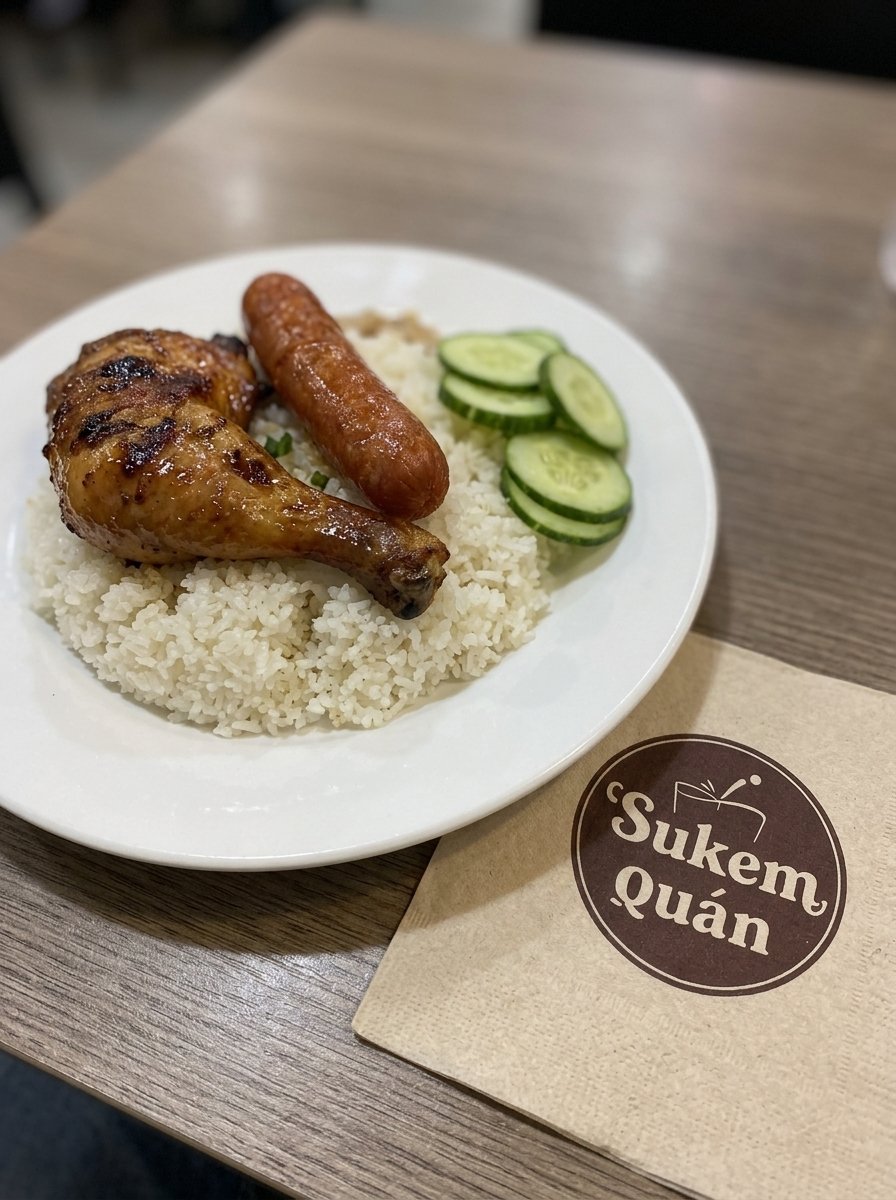 Cơm đùi gà xúc xích
