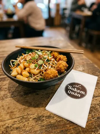 Mỳ trộn tokbokki gà viên