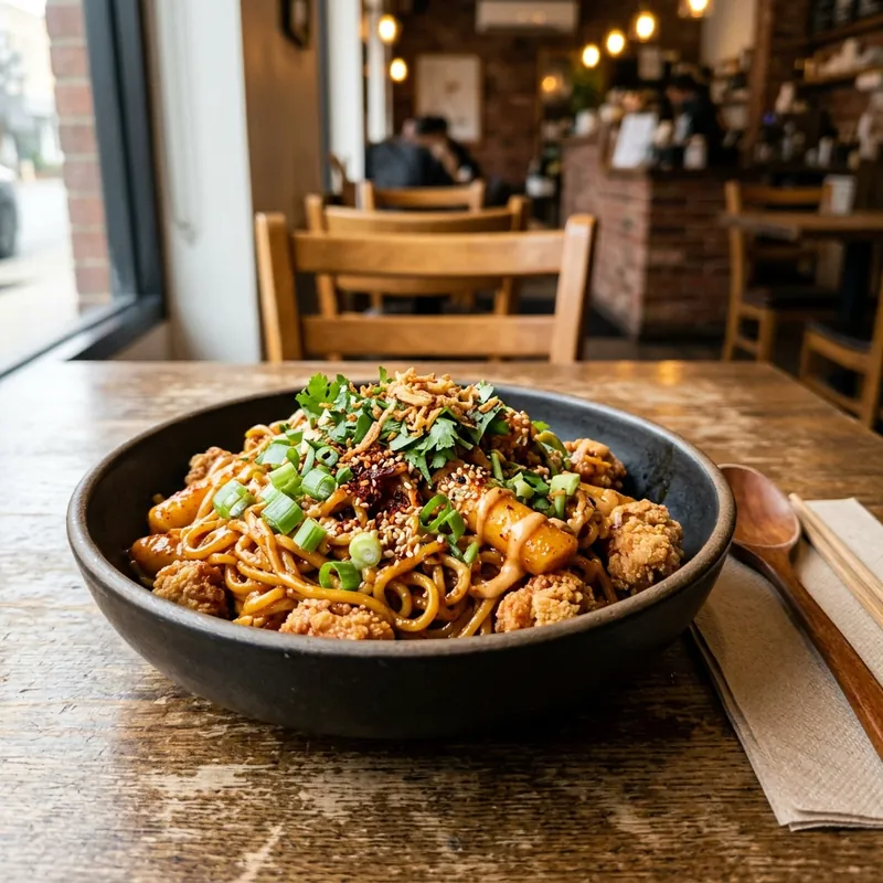 Mỳ trộn tokbokki gà viên